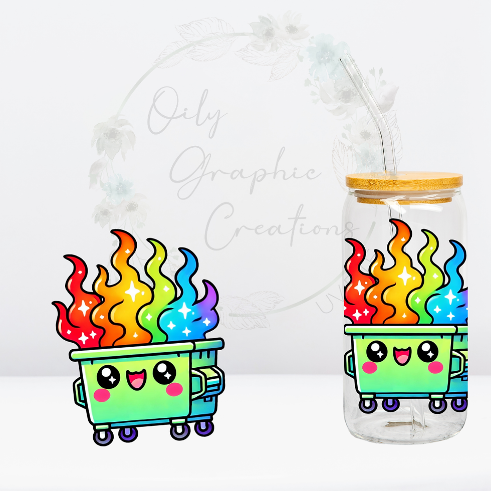 Rainbow Dumpster Fire- UV DTF Decal