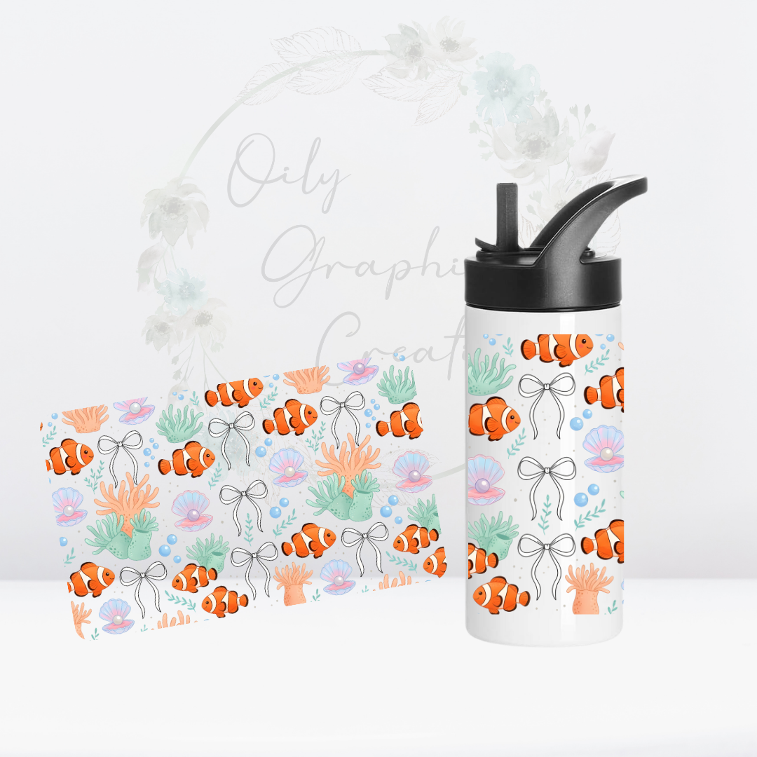 Clown Fish & Bows- 16oz Kid Tumbler UV DTF Wrap