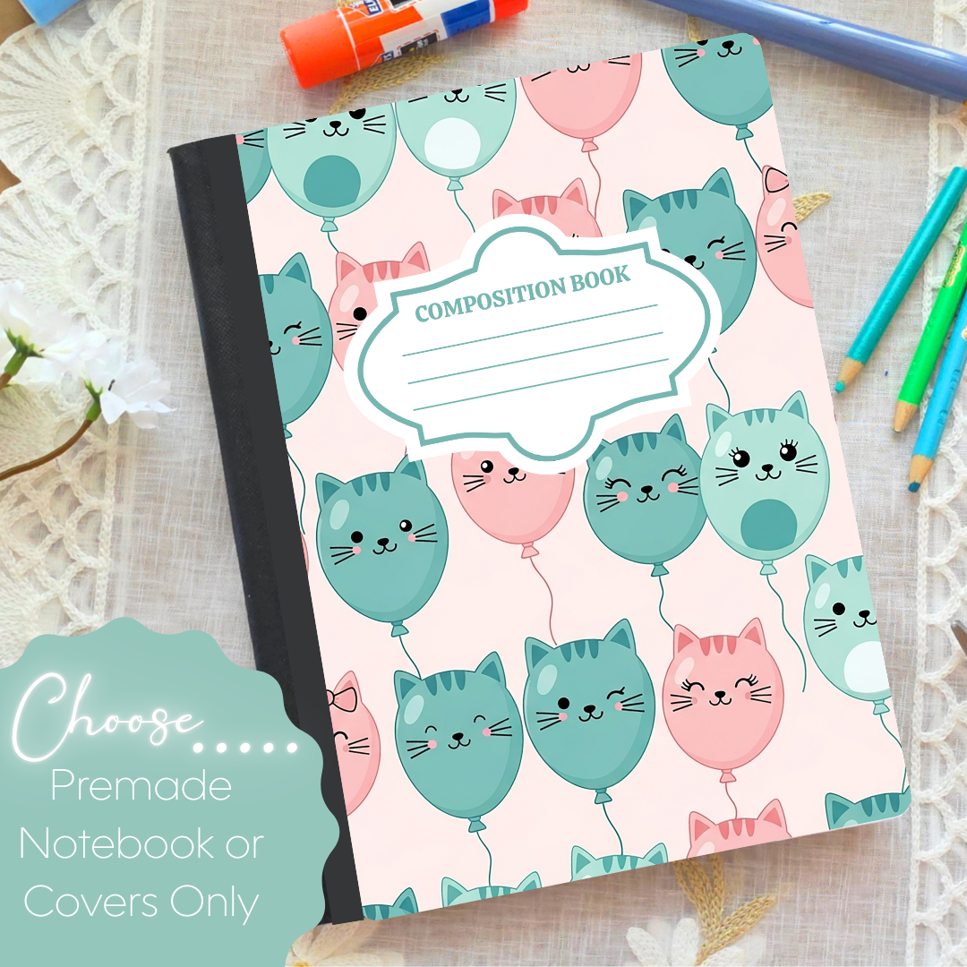 Cat Balloons Composition Notebook & Covers