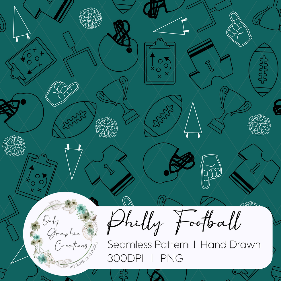 Philly Football Hand Drawn Seamless Pattern File