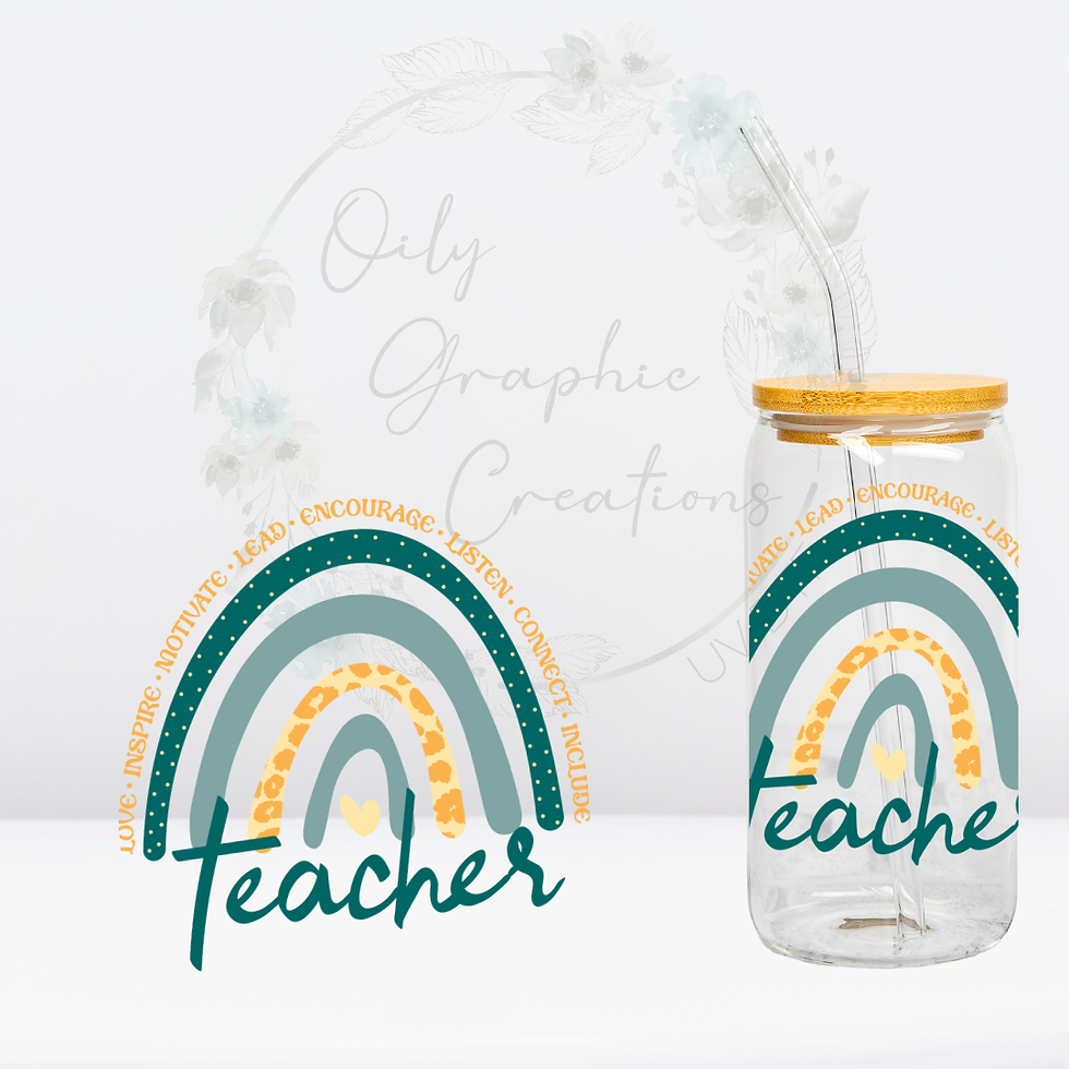 Blue Teacher Rainbow- UV DTF Decal