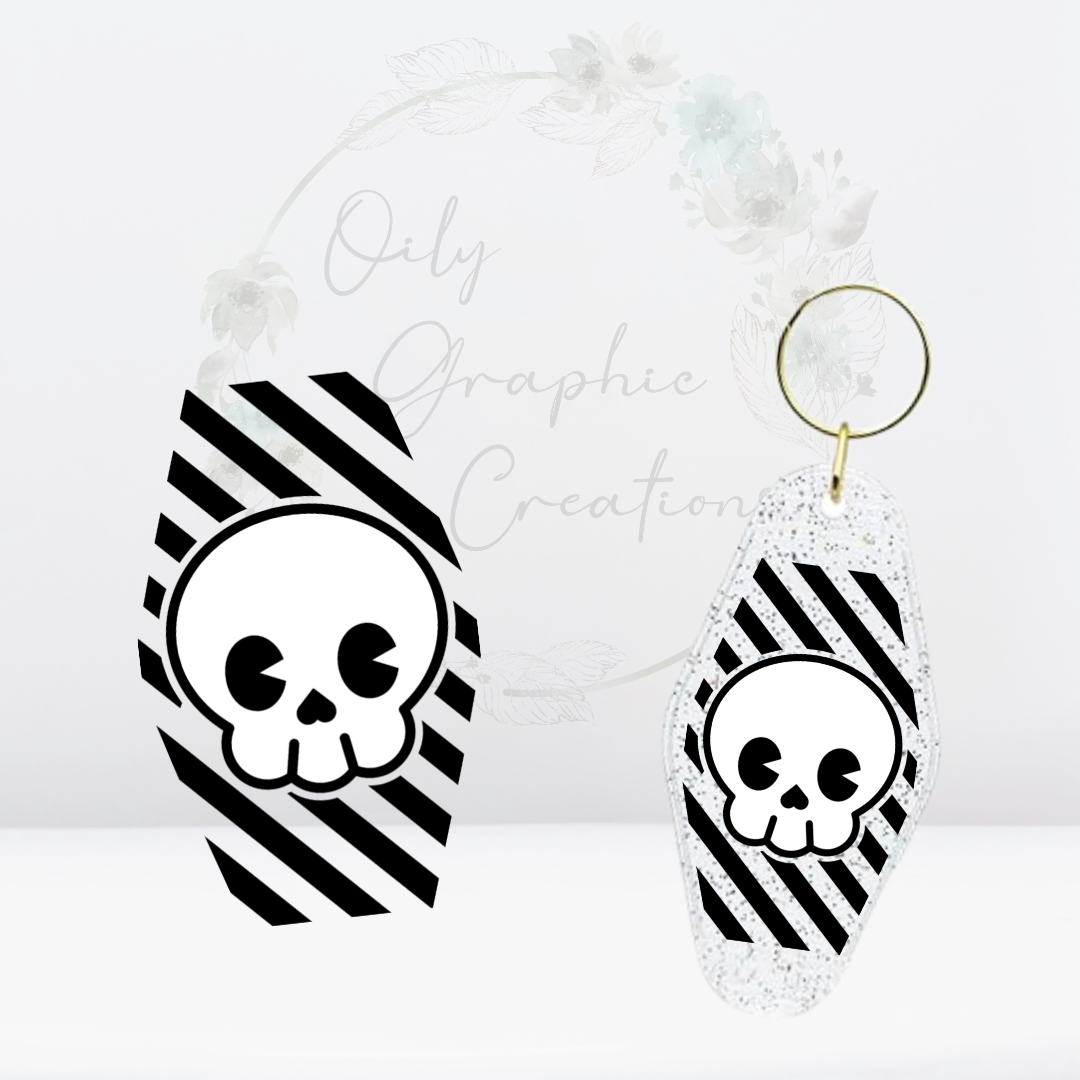 Skull & Stripes- UV DTF Keychain Decal