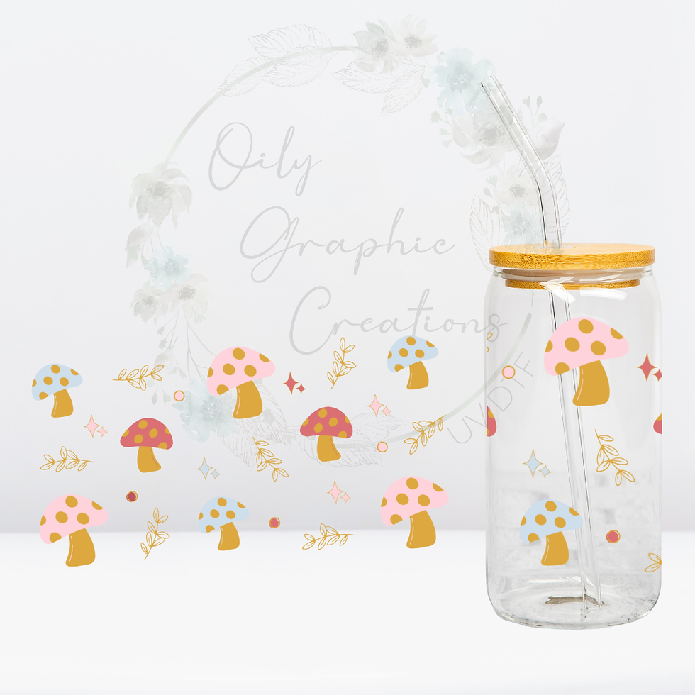 Red Pink Blue Mushroom- UV DTF Wrap