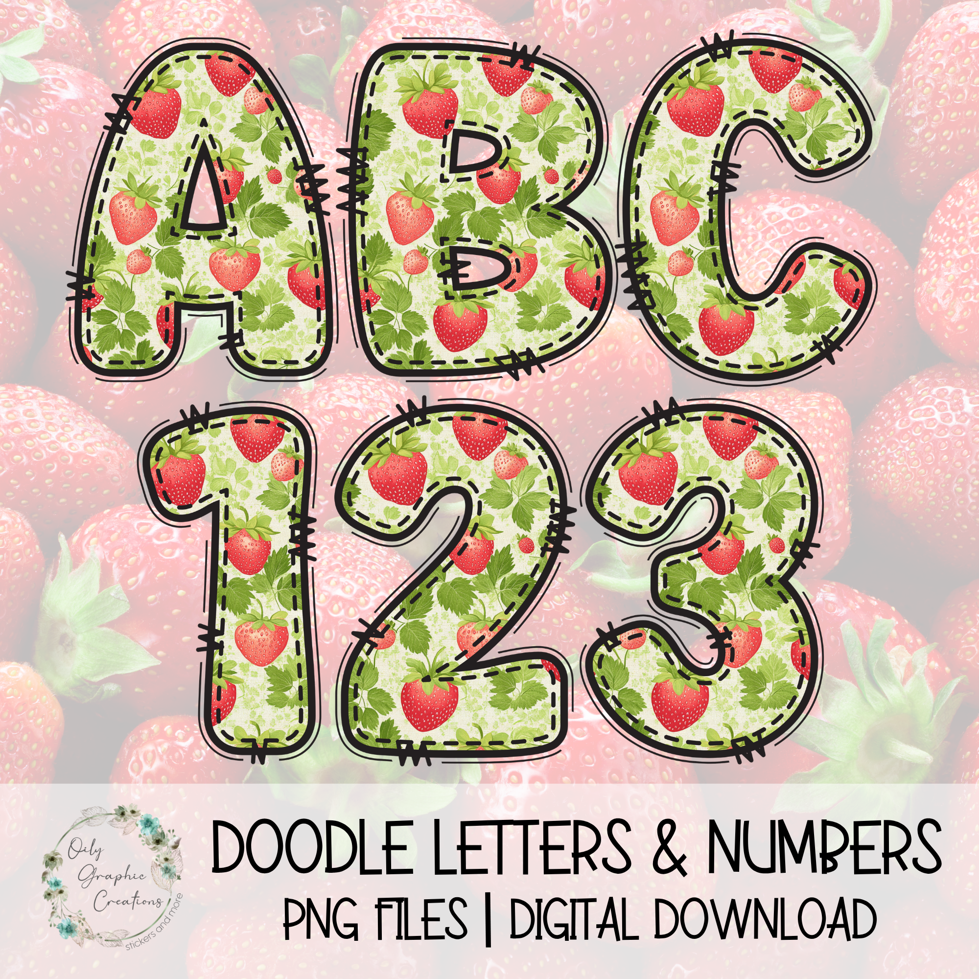 Summer Strawberry 1 Doodle Letter Clip Art