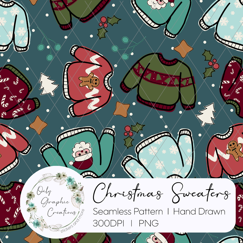 Christmas Sweaters Hand Drawn Seamless Pattern File