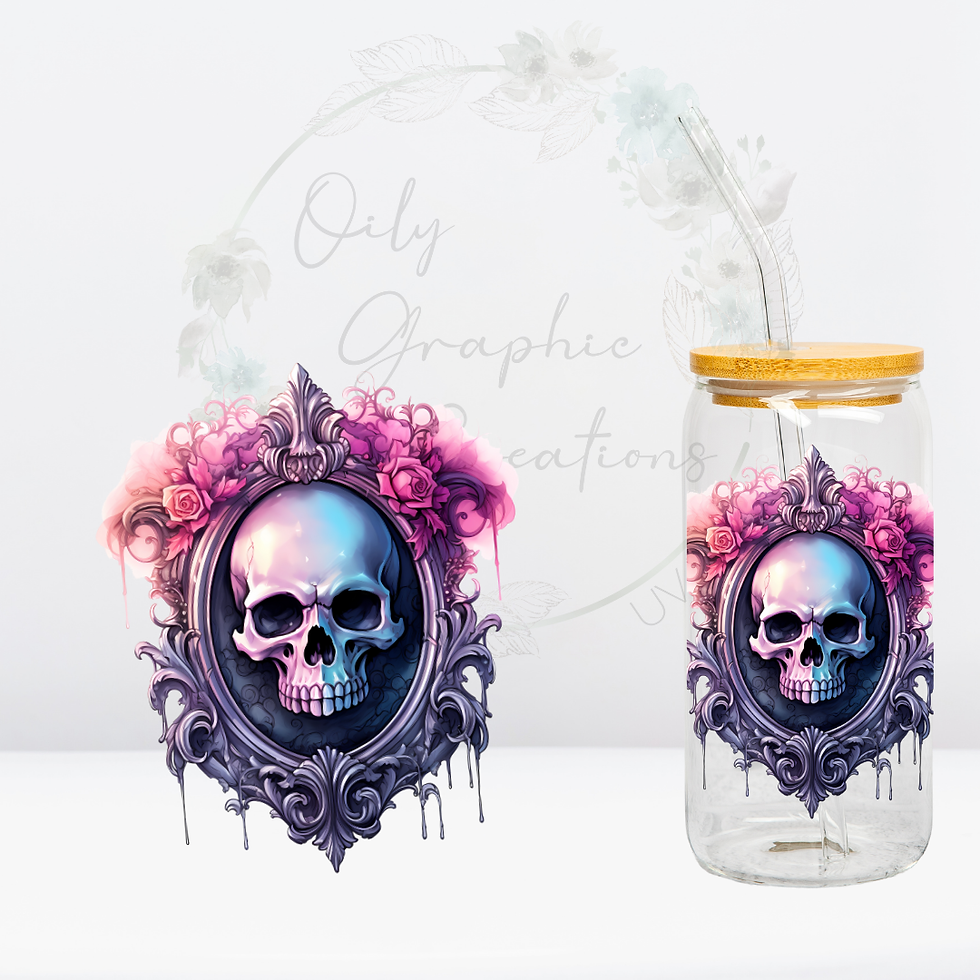 Skull Portrait Flowers- UV DTF Decal