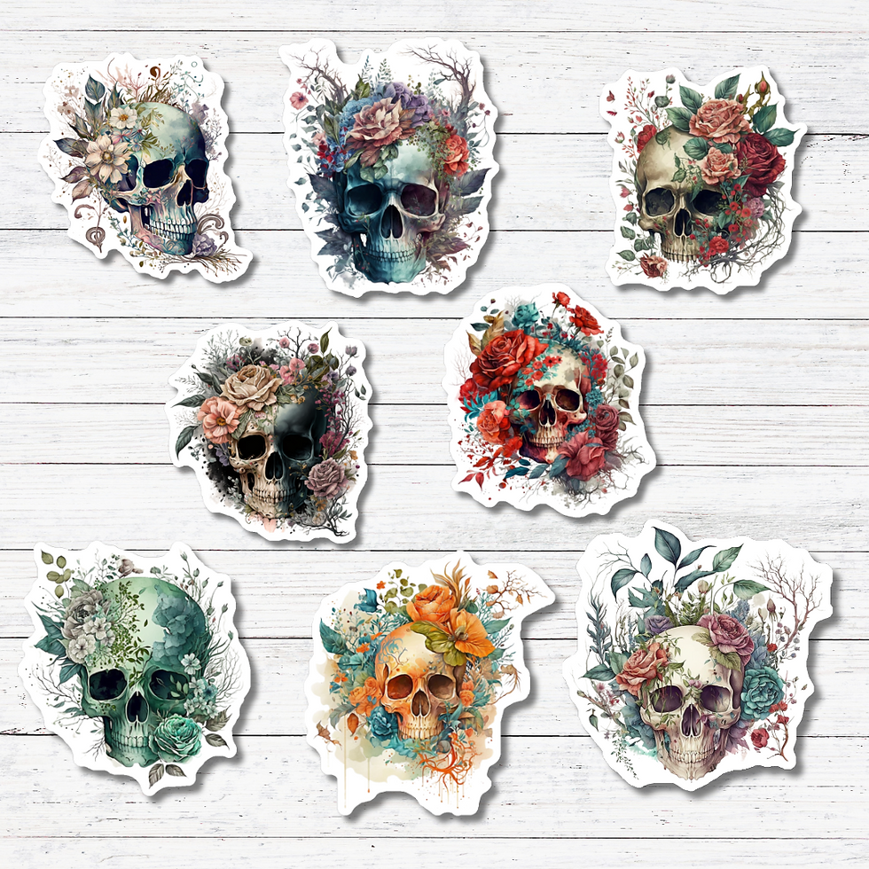 Skulls & Flowers Stickers/Magnet