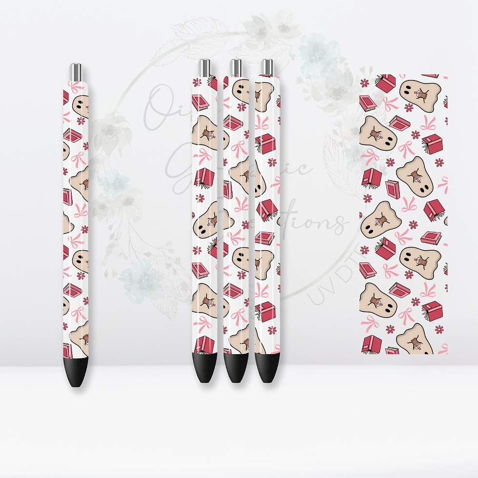 Pink Ghost Boba & Books- Pen UV DTF Wrap