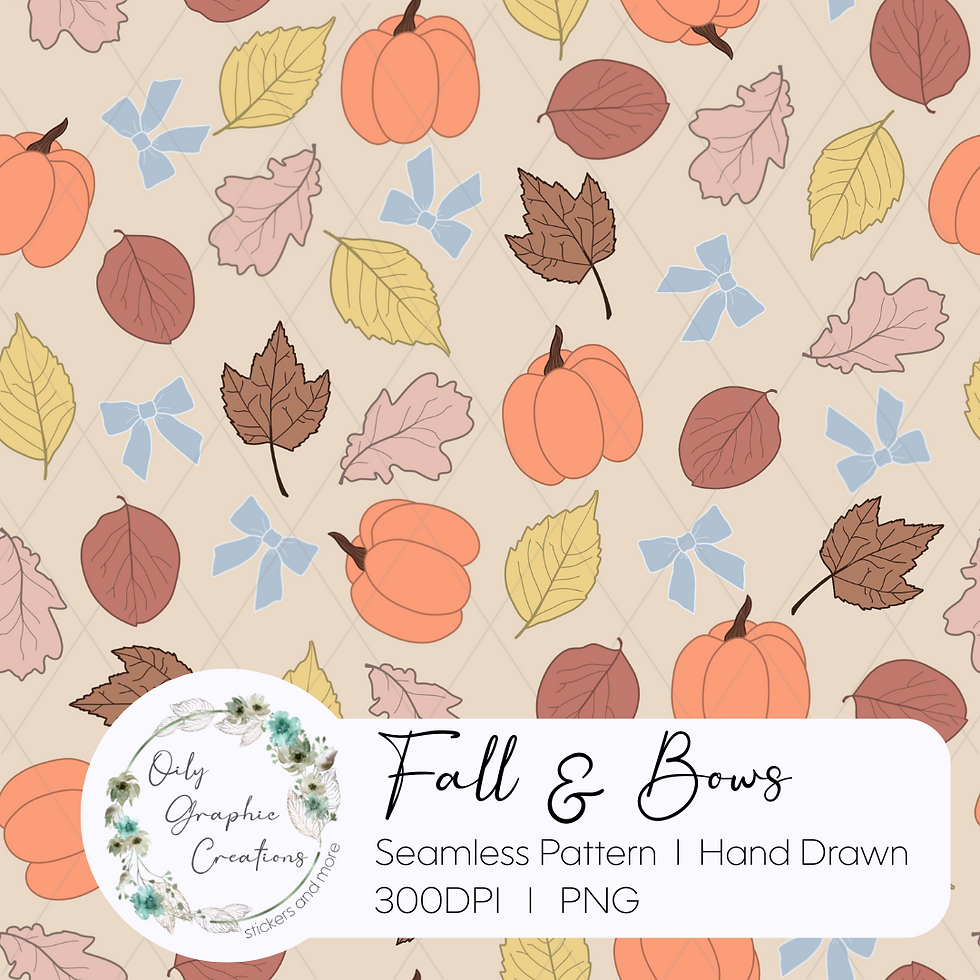 Fall & Bows Hand Drawn Seamless Pattern File