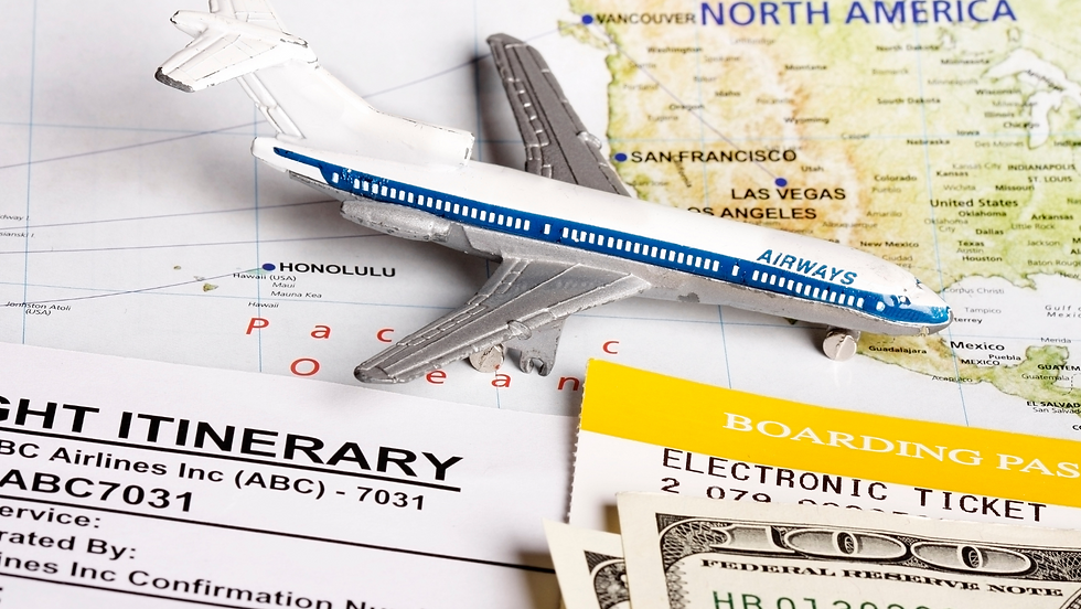 Image showing miniature airplane on an itinerary background