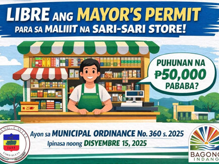 Mayor’s Permit Fee, Winaive para sa Maliliit na Sari-Sari Store sa Indang