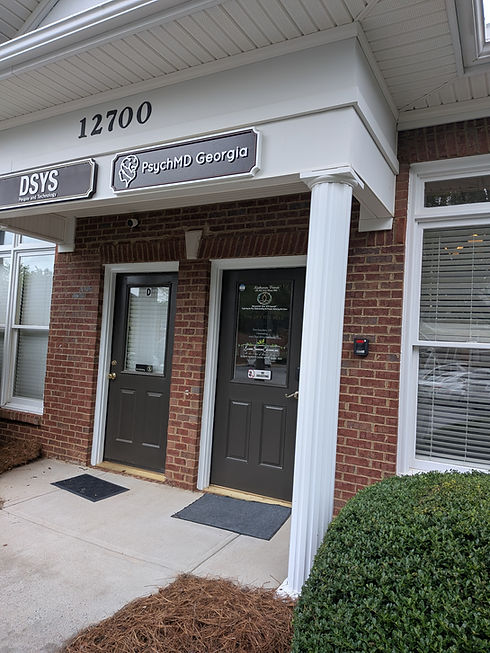 Private counseling office suite entrance for Aura Morris Trauma Intensives on Century Drive in Alpharetta.