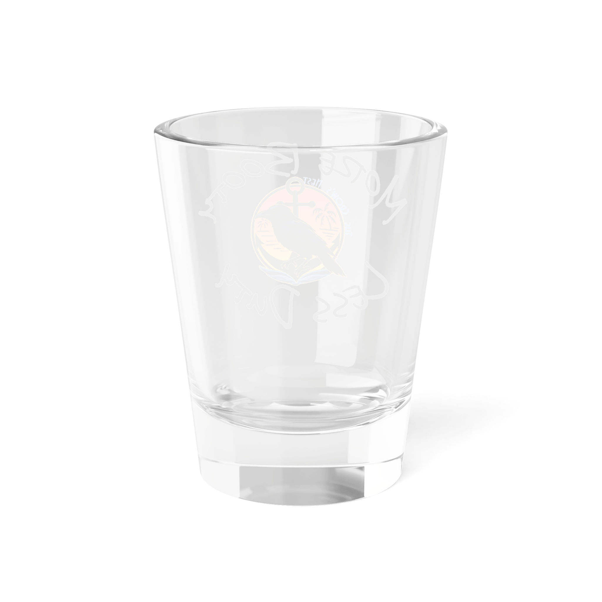 More Booty Less Duty Shot Glass — Tropical Pirate Crow 1.5oz