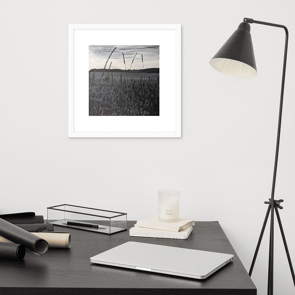 Thumbnail: Framed Print of 'BEARINGS East & back in July' painting by Caroline Underwood