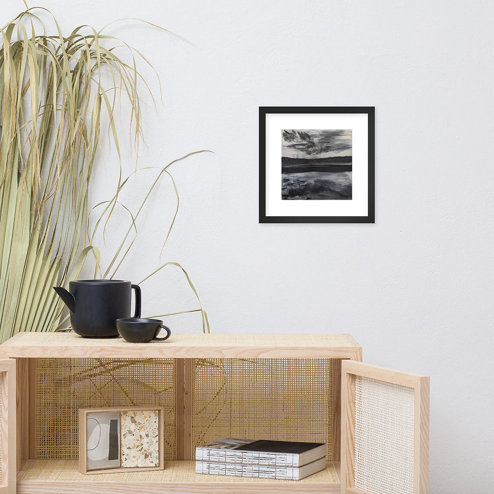 Thumbnail: Framed Print of 'BEARINGS South & back in March' painting by Caroline Underwood