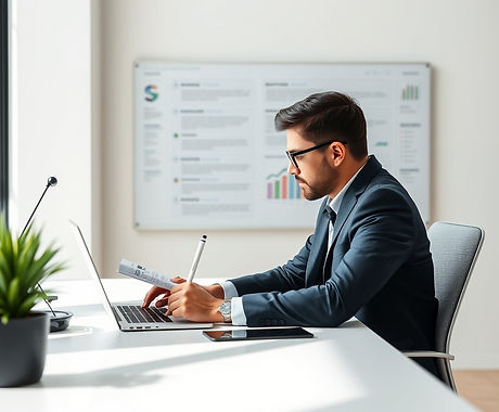 A modern, professional workspace scene s