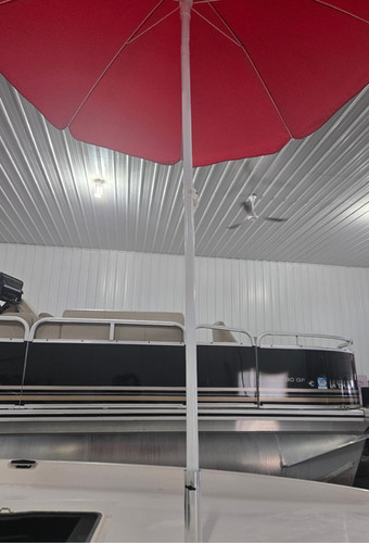 gray patio umbrella for sale 9' Market Umbrella, Cast Silver E05 LED Flashlight w/battery providing enough shade for Color:Titan sports events