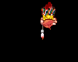 落下して着地するデイジーのドット絵アニメーション 後ろ向き