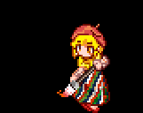 勢いよく筆で突くデイジーのドット絵アニメーション