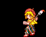 筆を振るうデイジーのドット絵アニメーション