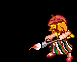 筆で連続突きを放つデイジーのドット絵アニメーション