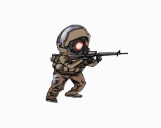 銃の準備をするガスマスク兵士のドット絵アニメーション