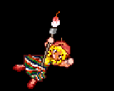 吹き飛ばされるデイジーのドット絵アニメーション