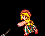 筆を投げるデイジーのドット絵アニメーション