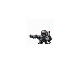しゃがんで銃の準備をする兵隊のドット絵アニメーション