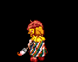 筆で叩くデイジーのドット絵アニメーション 後ろ向き