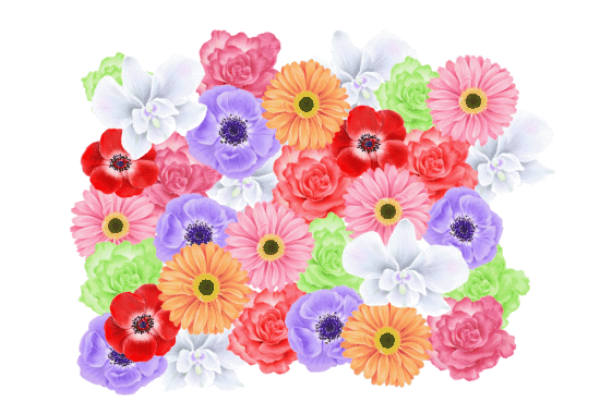 風に揺れる花々のイラストアニメ―ション
