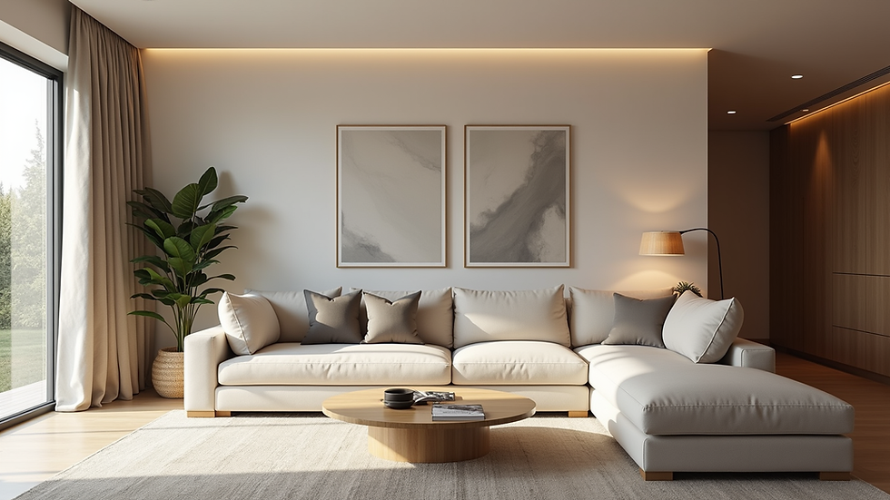Wide angle view of a beautifully designed living room
