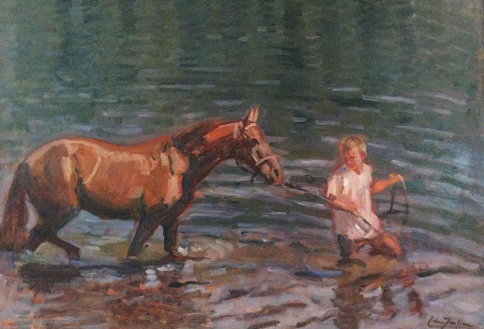 Niño con caballo en el lago Colección privada o s t.jpg