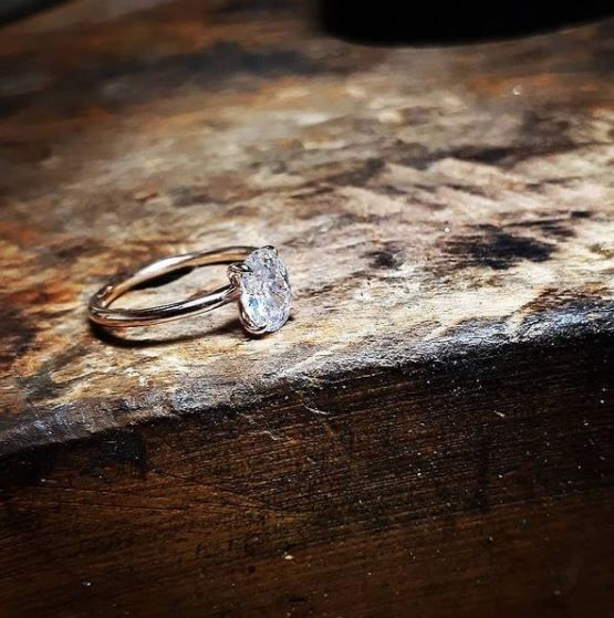 Thumbnail: White Sapphire Oval Solitaire