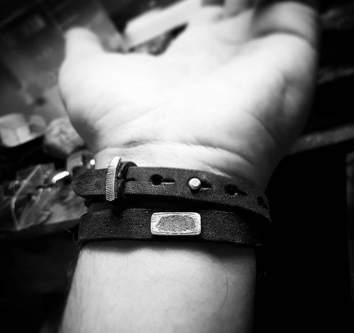 Thumbnail: Fingerprint Leather Bracelet