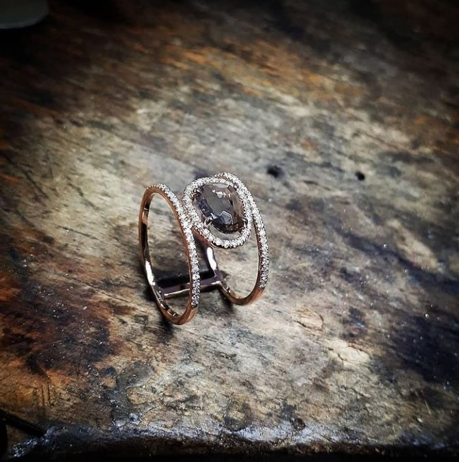 Thumbnail: Topaz Diamond Rose Ring