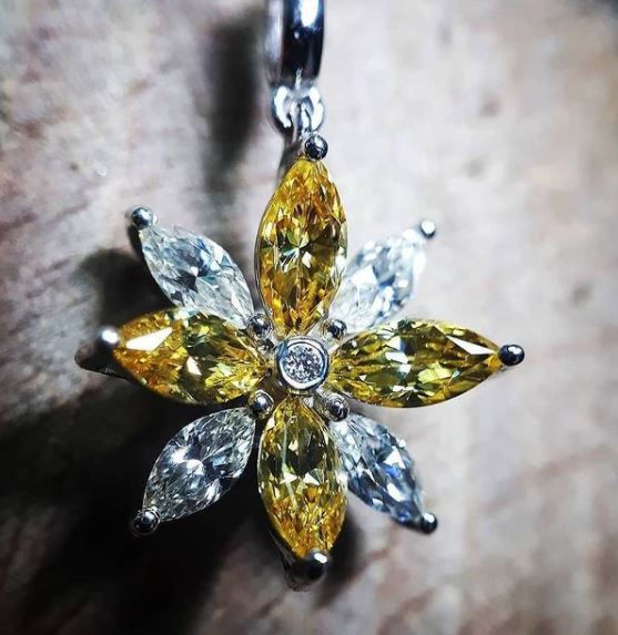 Thumbnail: Topaz Diamond Marquise Necklace