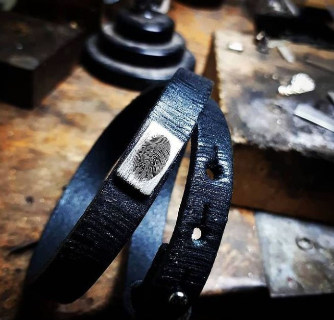 Thumbnail: Fingerprint Leather Bracelet