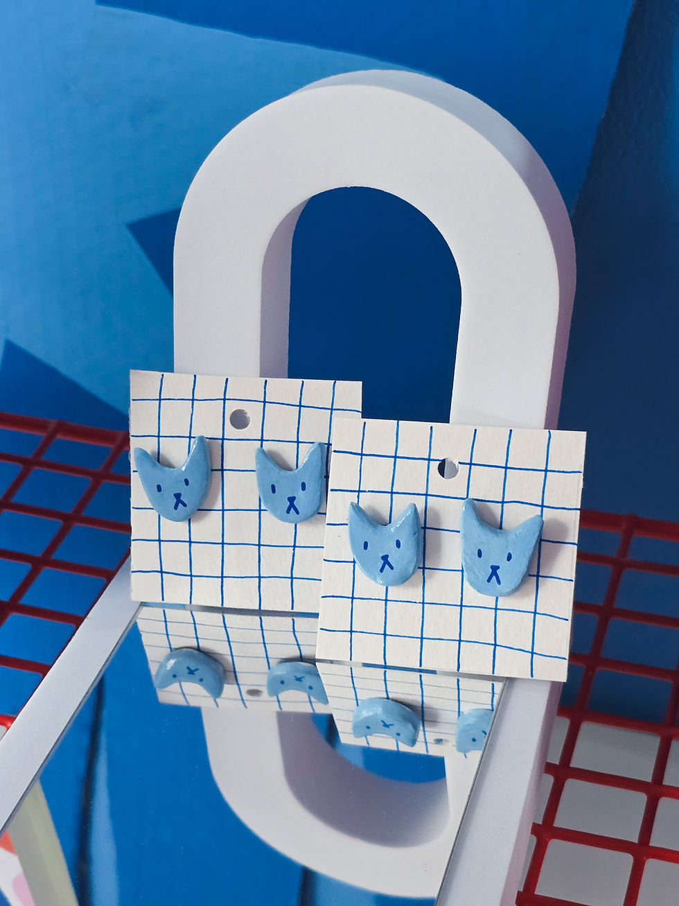 Thumbnail: Light blue cat earrings