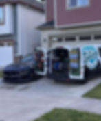 Mobile auto detailing van servicing customer driveway in Orchards, Vancouver