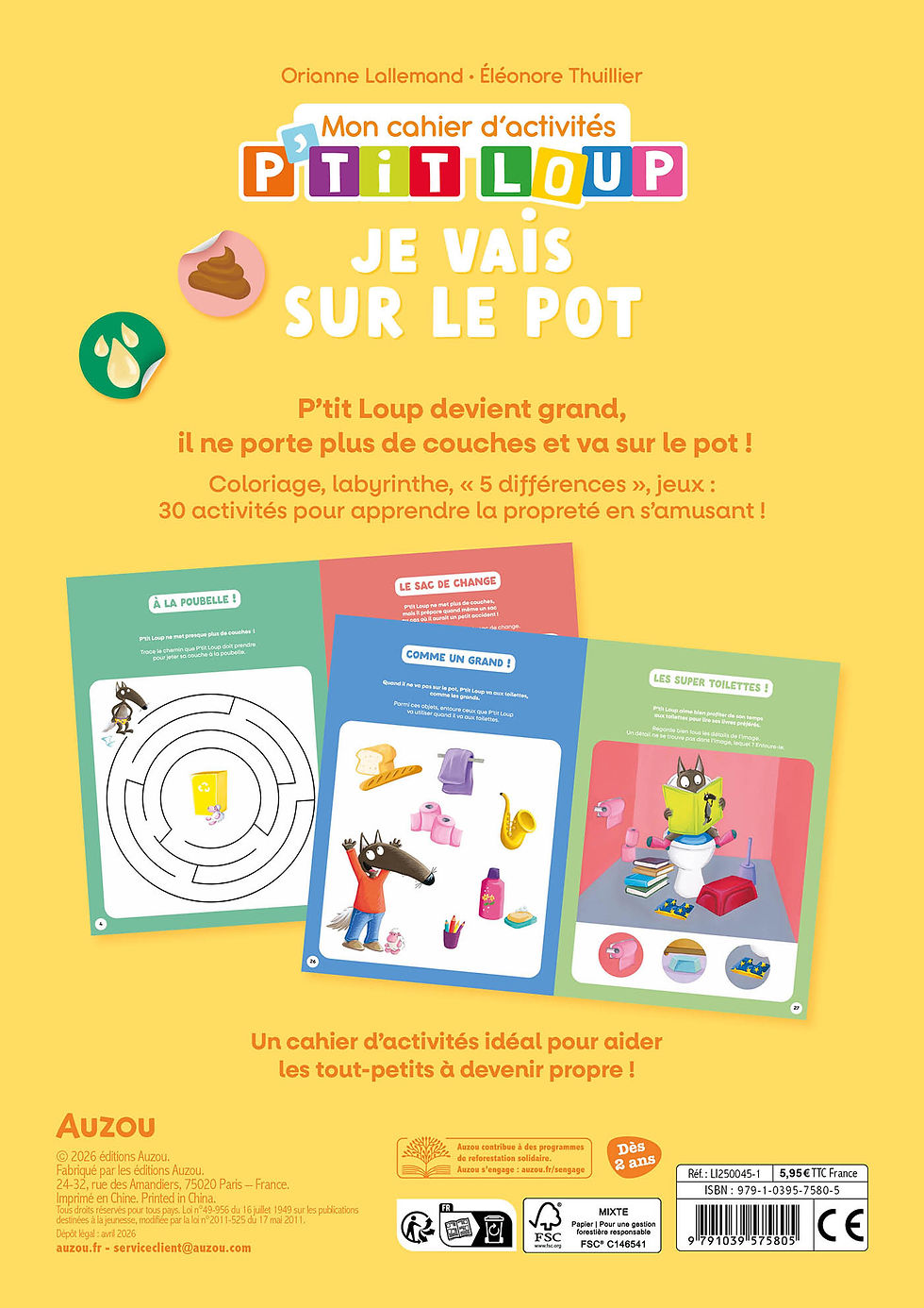 Miniature : P'tit Loup : mon cahier d'activités : je vais sur le pot
