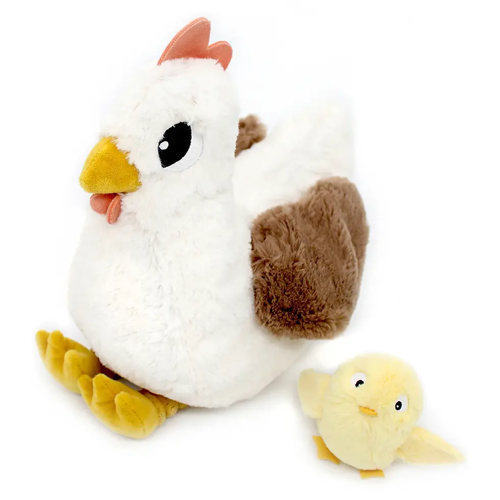 Peluche poule Pioupiou maman et son bébé blanc - Les Ptipotos