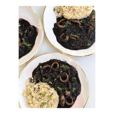 Calamares en su tinta con arroz integral
