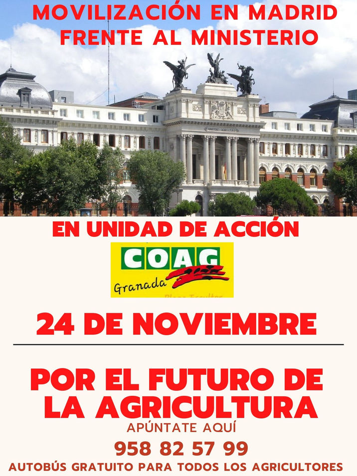 COAG Granada anima a todo el sector de Frutas y Hortalizas a plantarse el día 24 ante el Ministerio