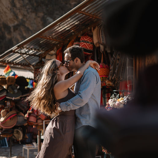 couple dancing together after a proposal in the sacred valley peru