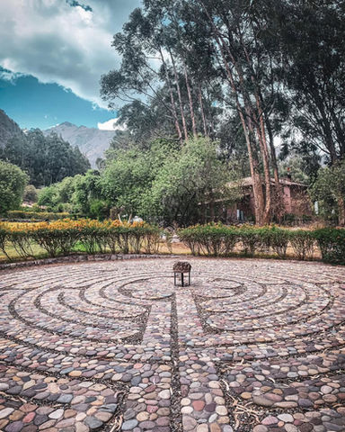 Stone labyrinth used for reflection and intention during Andean vow renewal ceremonies in Peru.
