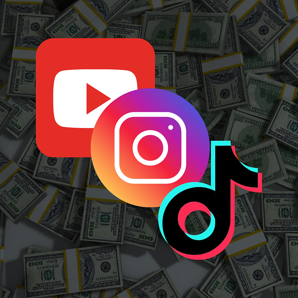 Social media icons in front of money background