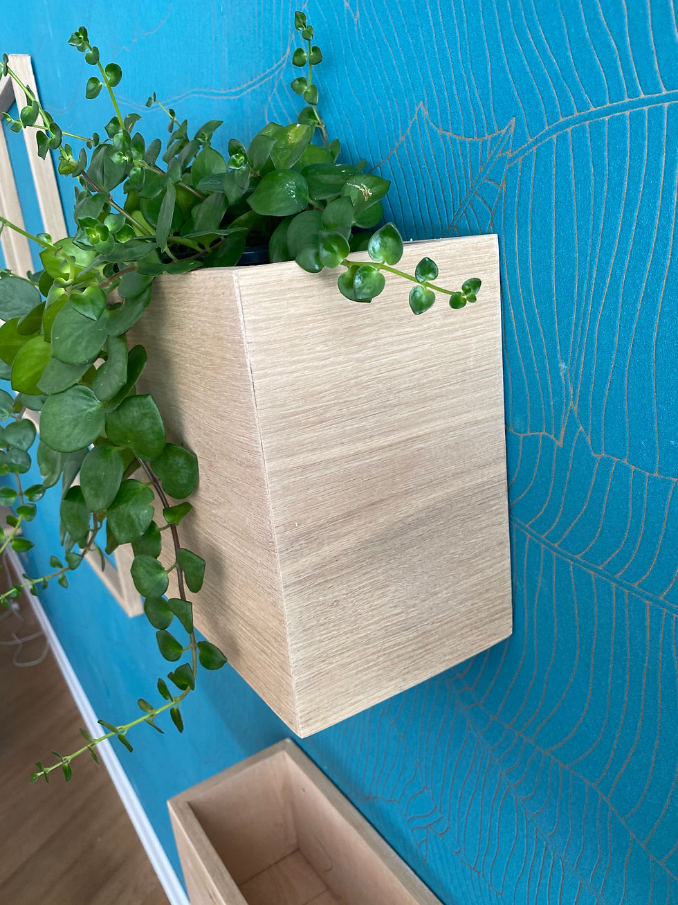 Miniatura: portavaso in vero rovere rettangolare da appoggio o da appendere alla parete