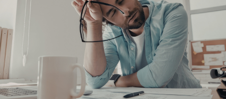 Exhausted man working