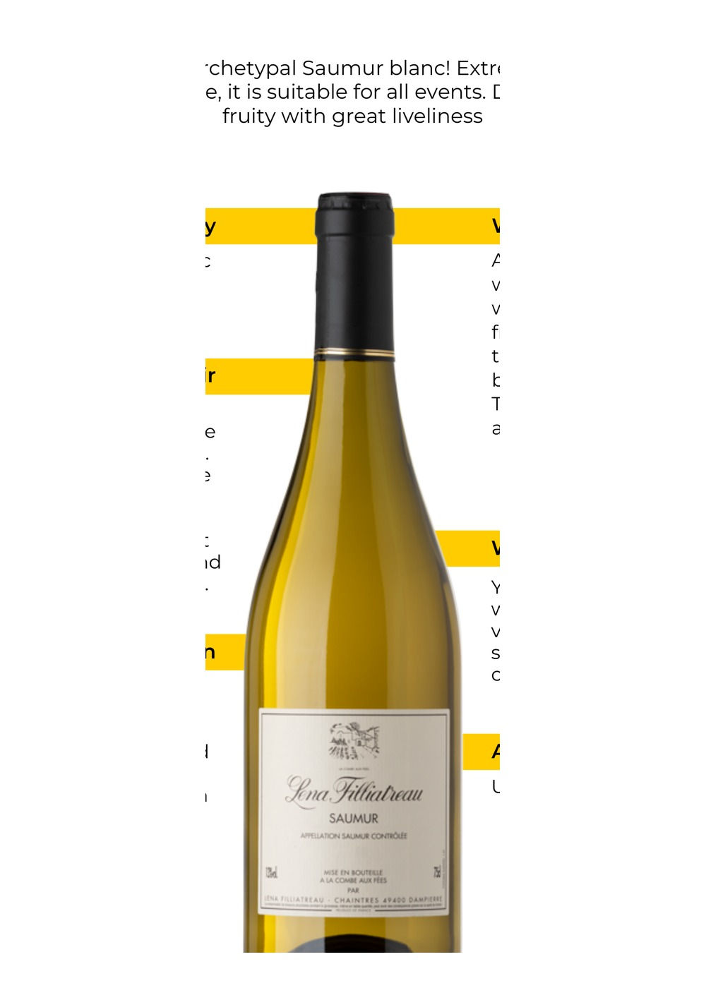 Bouteille de Lena Filliatreau Saumur Blanc 2023 2023, Domaine Filliatreau, vin blanc de Loire